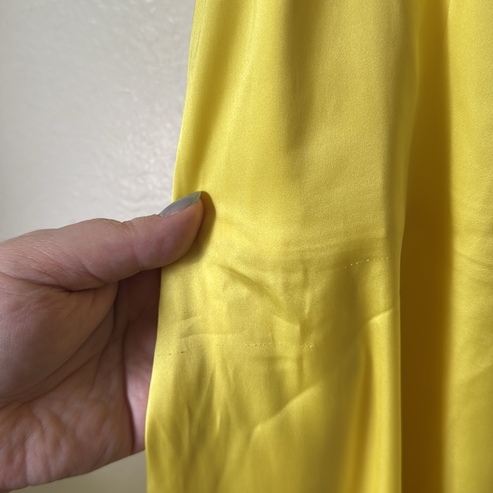 Lulus | Bonafide Babe Yellow Satin Sleeveless Ruched Midi Dress - Picture 8 of 8